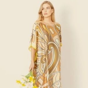 70s Boho Vintage Silk Kaftan - Handmade in Thailand - Women's Plus Size